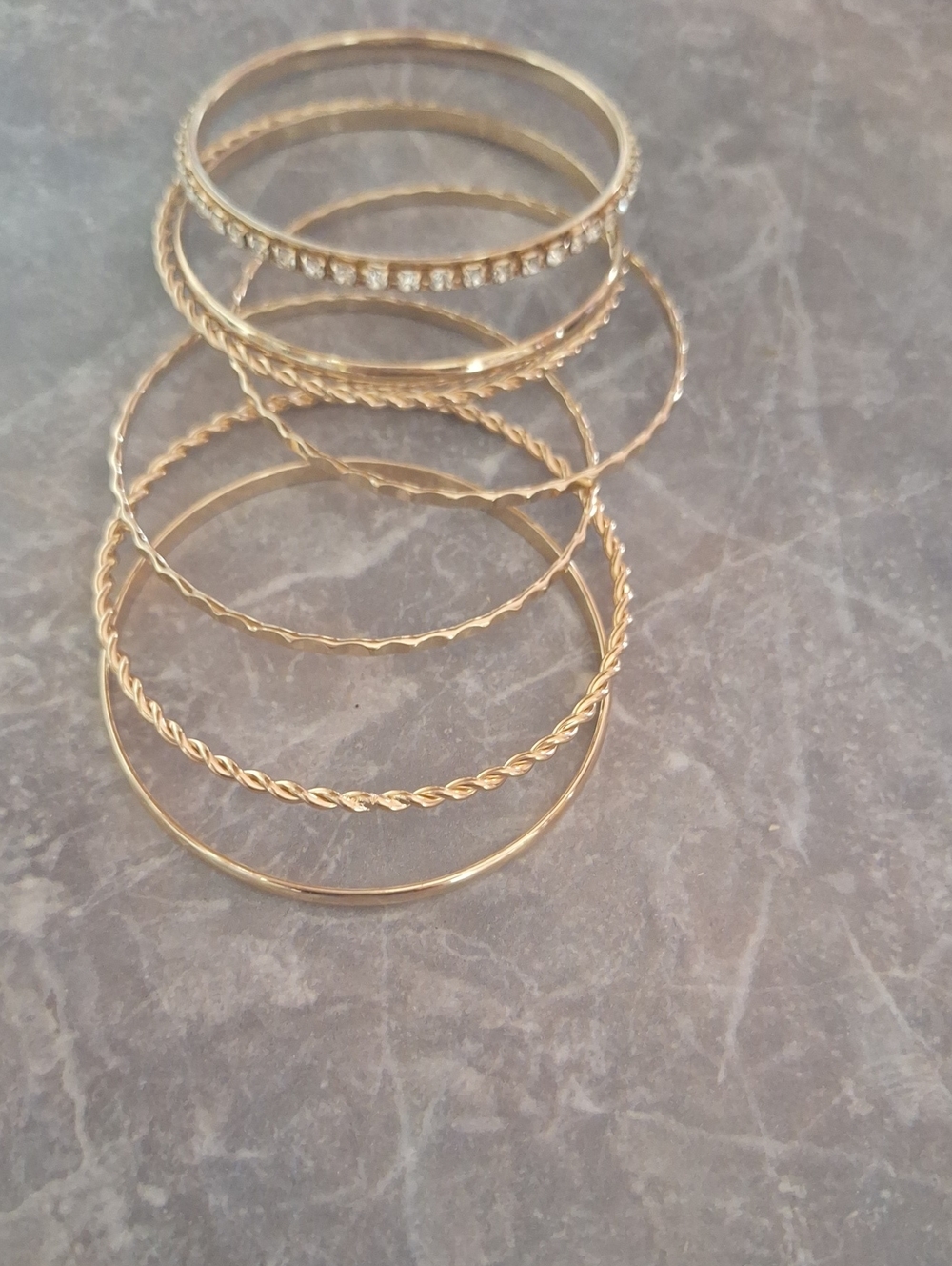 Gold Tone Stackable Bangle Bracelet Set